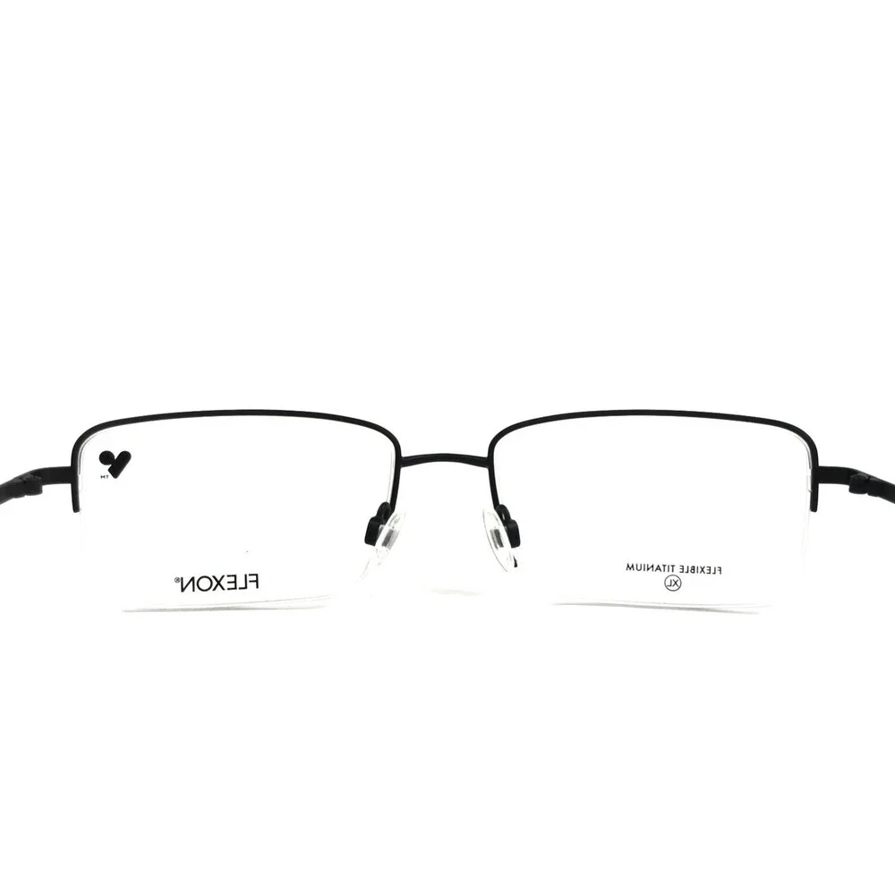 Flexon Eyeglasses Frames H6073 002 Satin Black Matte Titanium 56-18-145